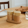 Gejst Gejst Sina Salt and Pepper Mill Set with Tray, Oak with Brass
