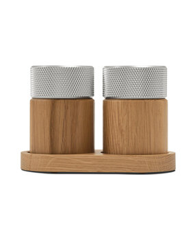 Gejst Gejst Sina Salt and Pepper Mill Set with Tray, Oak with Steel