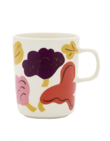 Marimekko Marimekko Kukasta kukkaan beker 2,5dl vanille-terracotta-pruim Marimekko Marimekko Kukasta kukkaan beker 2,5dl vanille-terracotta-pruim