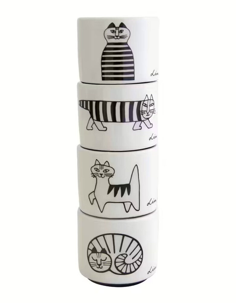 Pluto Design Pluto Design eierdopjes set van 4 Lisa L. Cats Pluto Design Pluto Design eierdopjes set van 4 Lisa L. Cats
