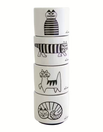 Pluto Design Pluto Design eierdopjes set van 4 Lisa L. Cats Pluto Design Pluto Design eierdopjes set van 4 Lisa L. Cats