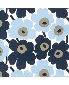 Marimekko Marimekko Mini Unikko Papieren Servetten 33x33cm blauw Marimekko Marimekko Mini Unikko Papieren Servetten 33x33cm blauw