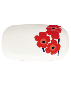 Marimekko Marimekko Unikko serveer bord 17x32cm rood Marimekko Marimekko Unikko serveer bord 17x32cm rood