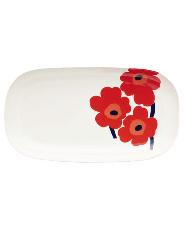 Marimekko Marimekko Unikko serveer bord 17x32cm rood Marimekko Marimekko Unikko serveer bord 17x32cm rood