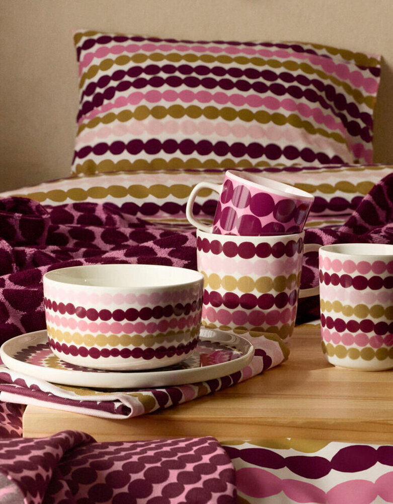 Marimekko Marimekko Räsymatto beker 4dl roze multi Marimekko Marimekko Räsymatto beker 4dl roze multi