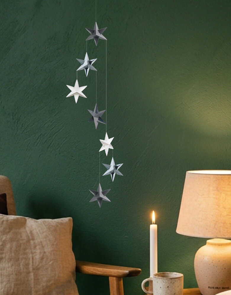 Livingly Livingly Ster mobiel 120cm grijs-zilver-wit Livingly Livingly Ster mobiel 120cm grijs-zilver-wit