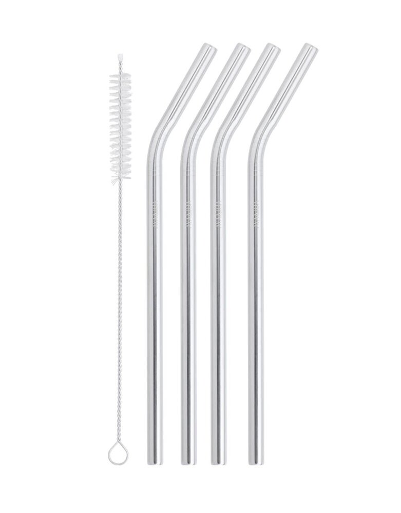 AYA & IDA AYA & IDA RVS Smoothie reusable straws set of 4 pieces with silver brush