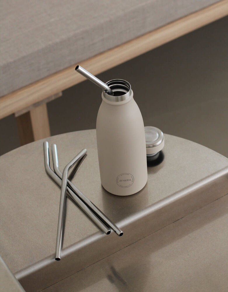 AYA & IDA AYA & IDA RVS Smoothie reusable straws set of 4 pieces with silver brush