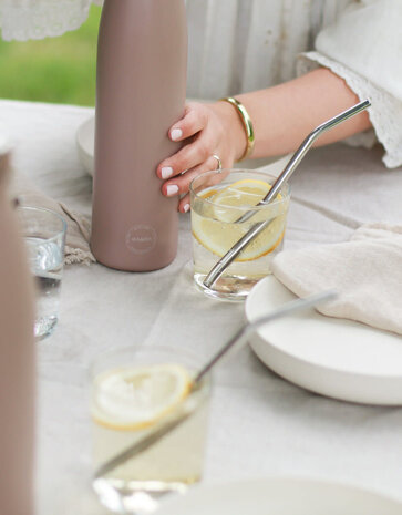 AYA & IDA AYA & IDA RVS Smoothie reusable straws set of 4 pieces with silver brush
