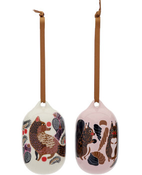 Marimekko Marimekko Kurre and Ketunmarja Hang ornament set of 2 Marimekko Marimekko Kurre and Ketunmarja Hang ornament set of 2