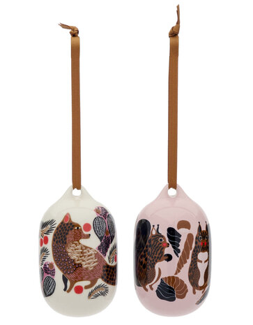 Marimekko Marimekko Kurre and Ketunmarja Hang ornament set of 2 Marimekko Marimekko Kurre and Ketunmarja Hang ornament set of 2