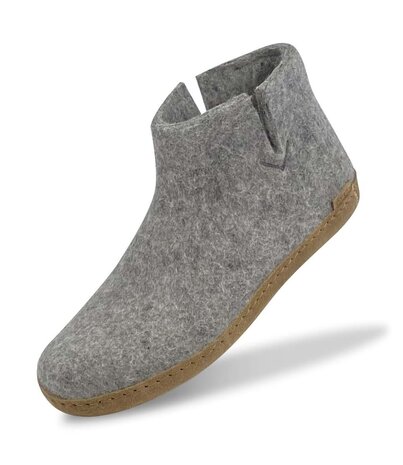 Glerups Glerups Boot Slipper Gray with leather sole (various sizes)