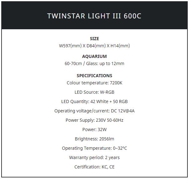 Twinstar verlichting New C-line III + gratis dimmer