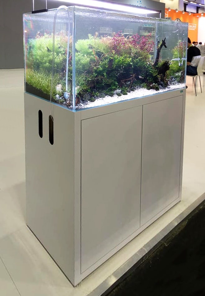 Ila Optic White aquarium L80xW40xH43 cm - 8 mm + furniture ALU -Colour RAL 7015 - 80x40x80 cm glossy