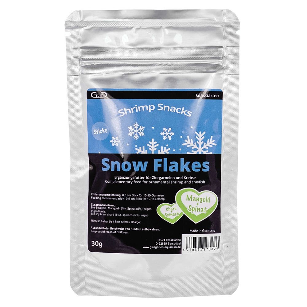 GlasGarten Shrimp Snacks Snow Flakes Chard+Spinach - 30 g