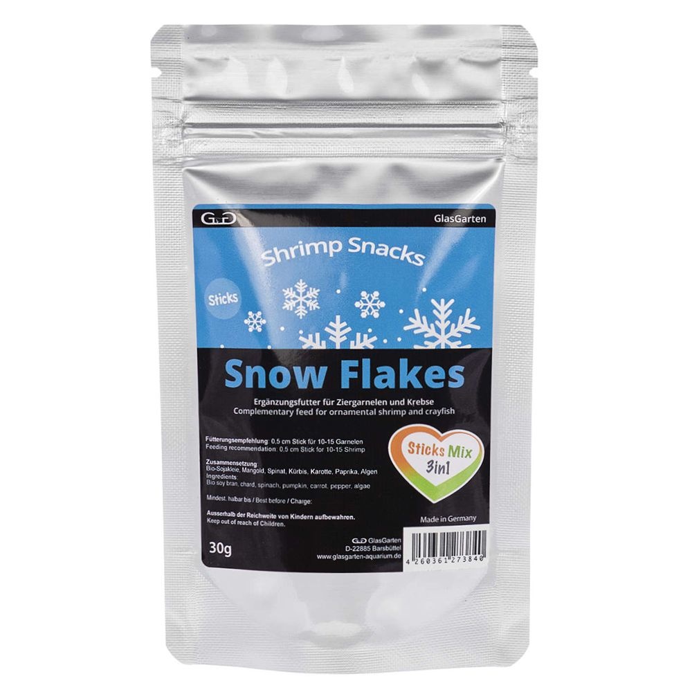 GlasGarten Shrimp Snacks Snow Flakes Sticks Mix 3in1 - 30 g