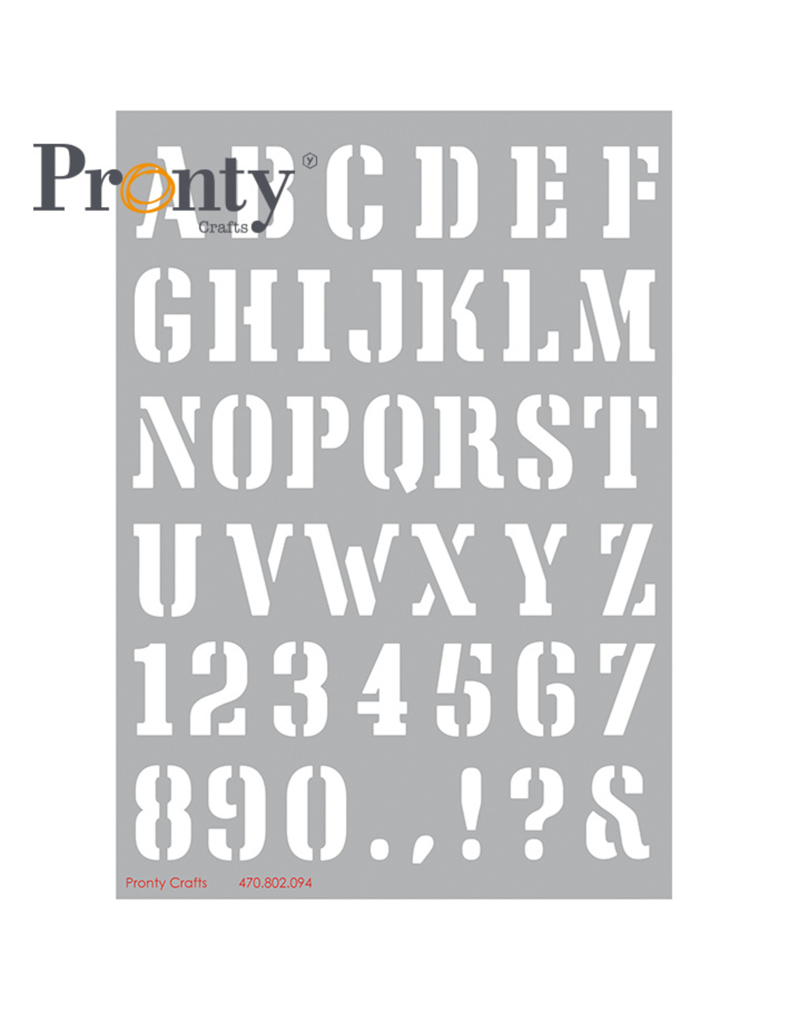 Pronty Crafts Pronty Crafts Mask stencil A5 Alphabet
