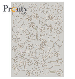 Pronty Crafts Grey Chipboard Layered cherry blossom A4