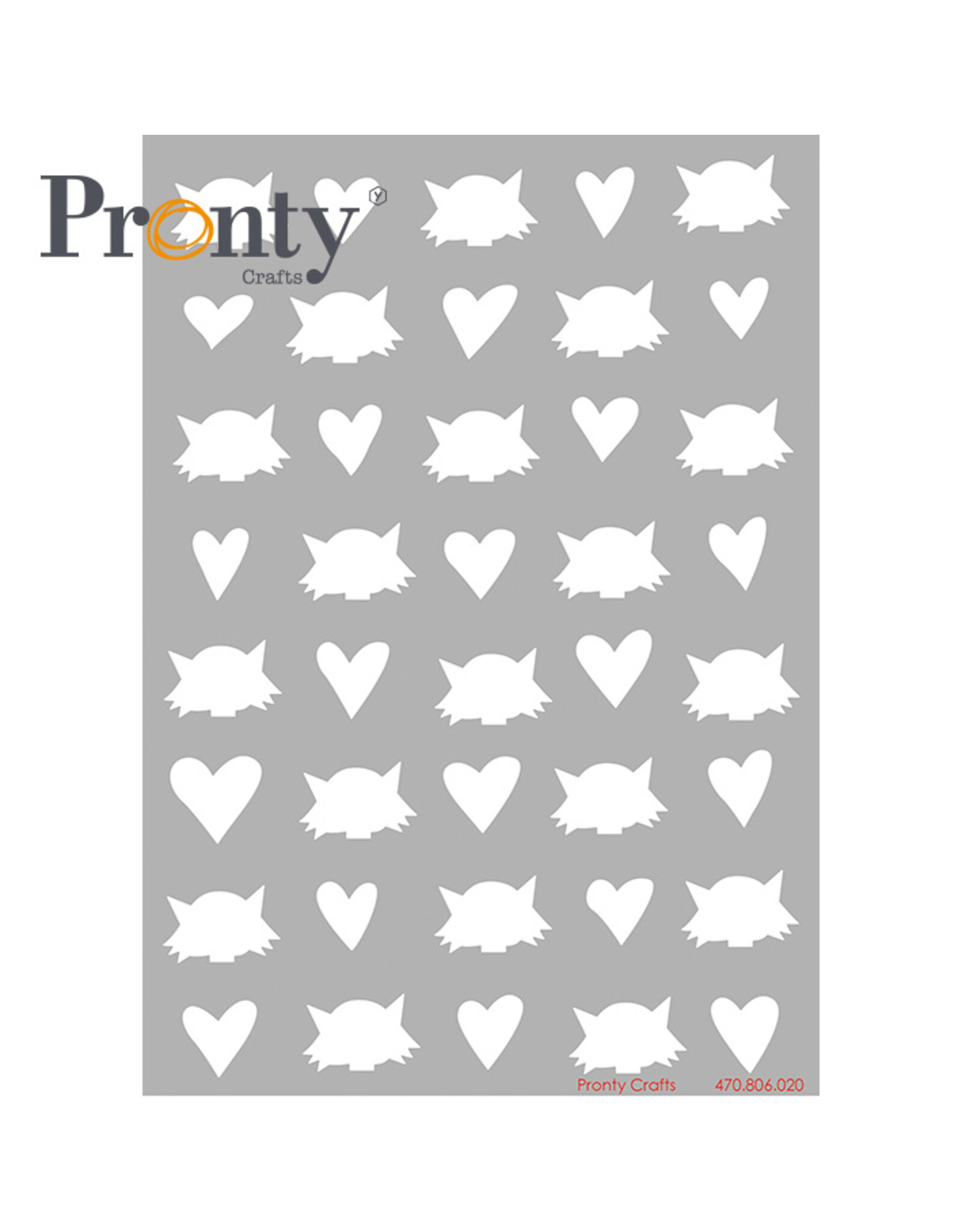 Pronty Crafts Stencil Purrrfect hearts & heads A5