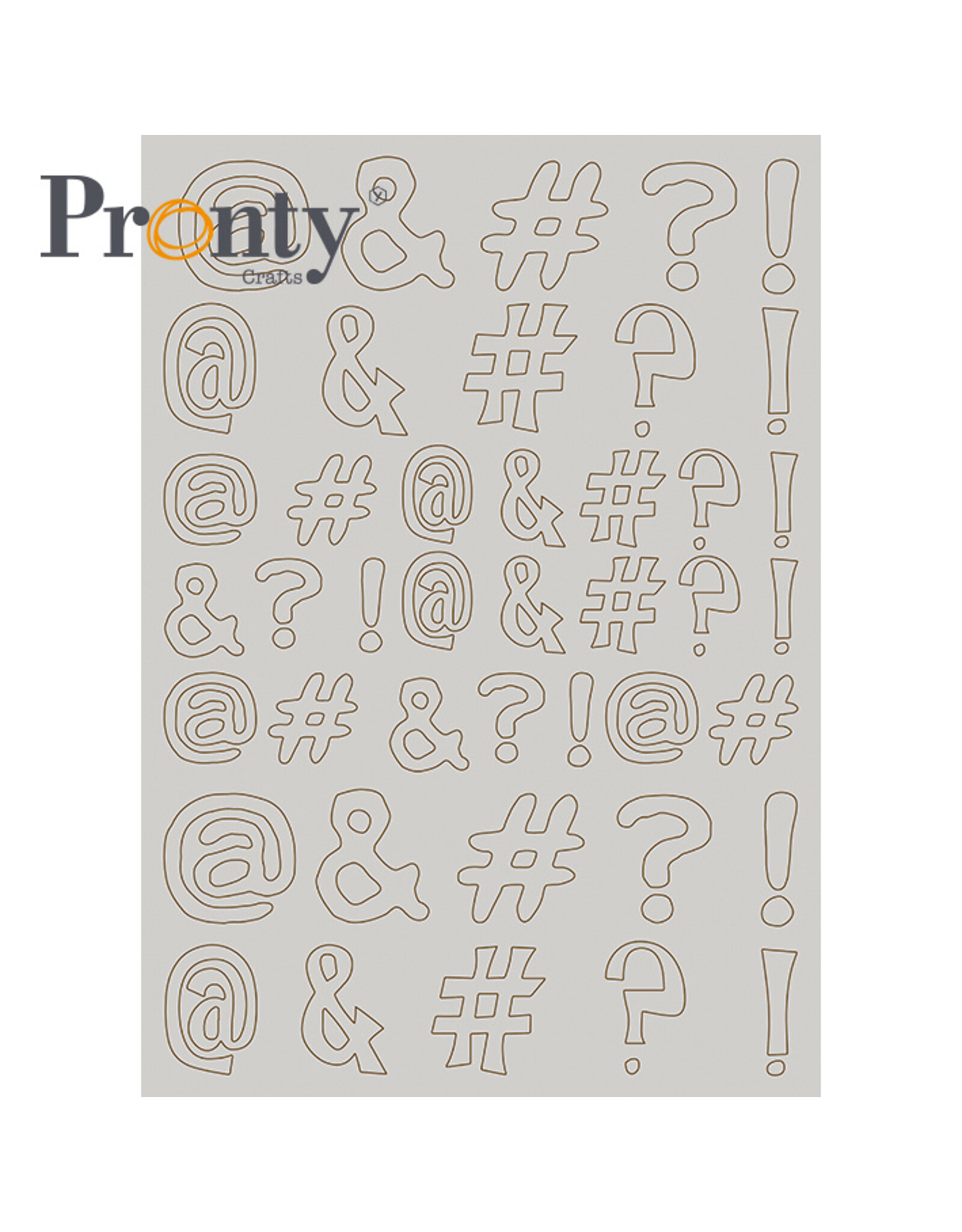 Pronty Crafts Grey Chipboard Diacritics A4