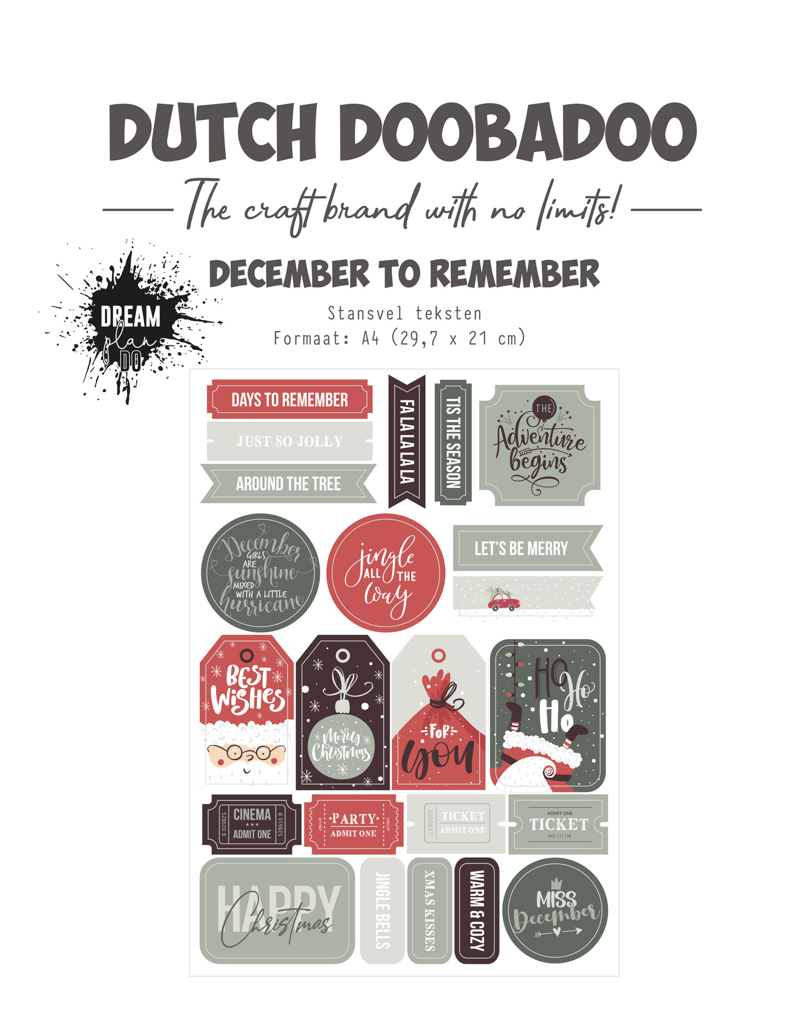 Dutch Doobadoo DDBD Stansvel December to Remember teksten A4