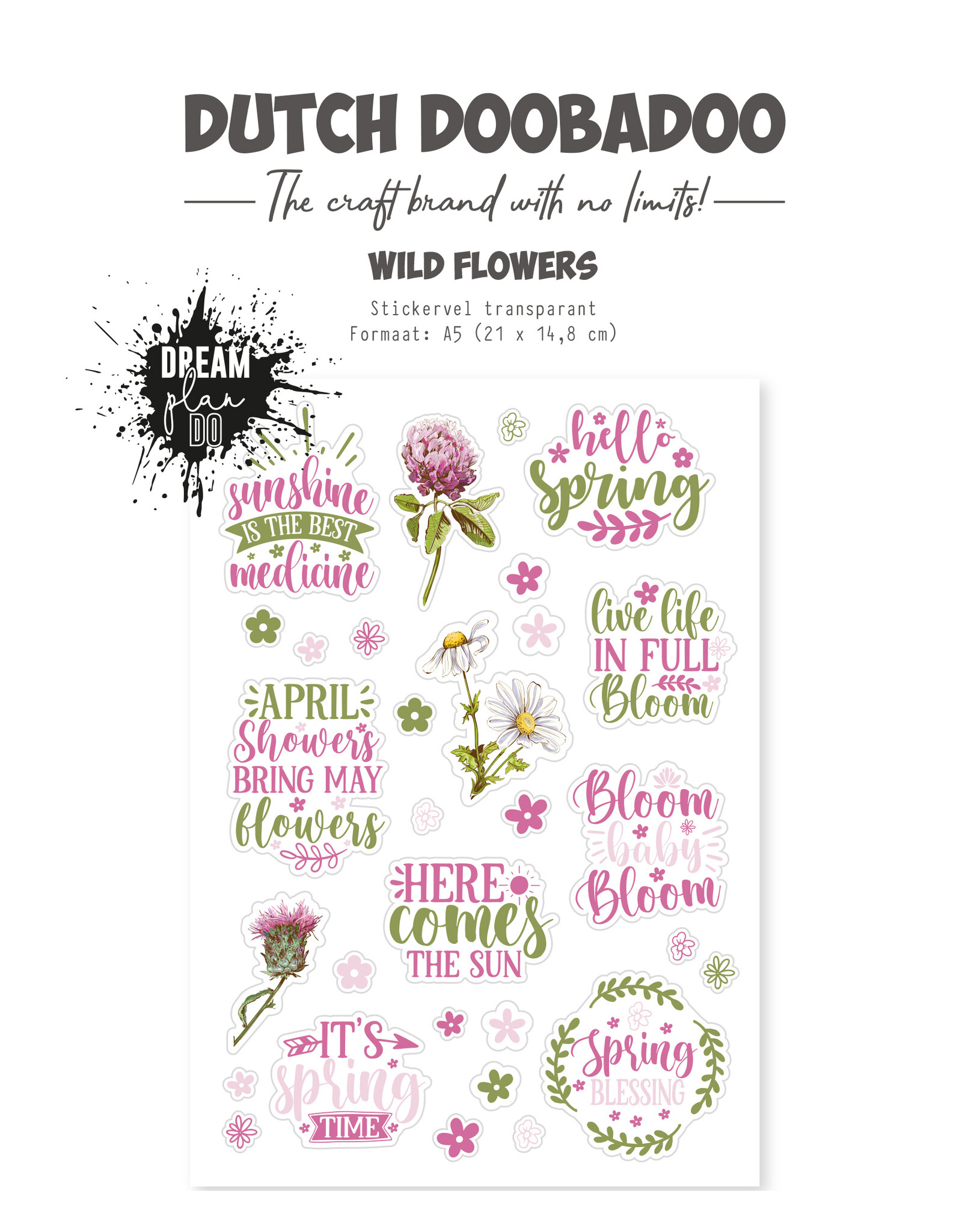 Dutch Doobadoo DDBD Dutch Sticker Wild Flower A5 (Transarant sticker )