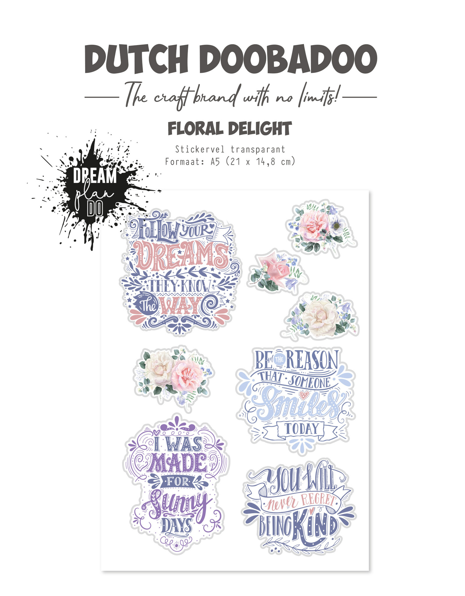 Dutch Doobadoo DDBD Transparante sticker Floral Delight A5