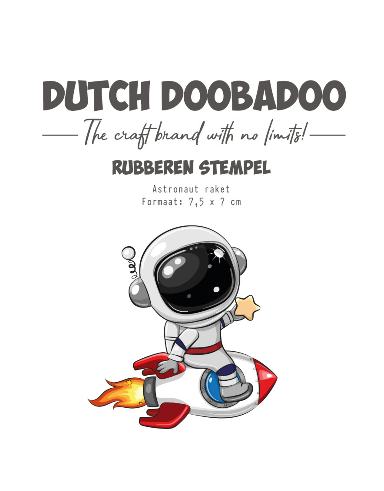 Dutch Doobadoo DDBD Rubber stamp Astronaut Raket