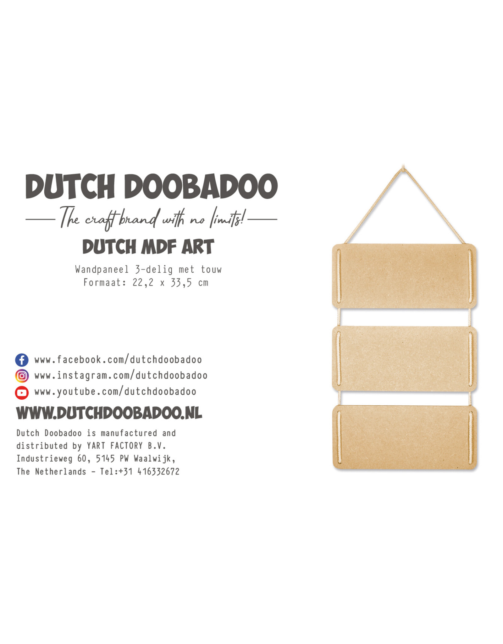 Dutch Doobadoo DDBD MDF Hanging panels 3 pcs incl rope