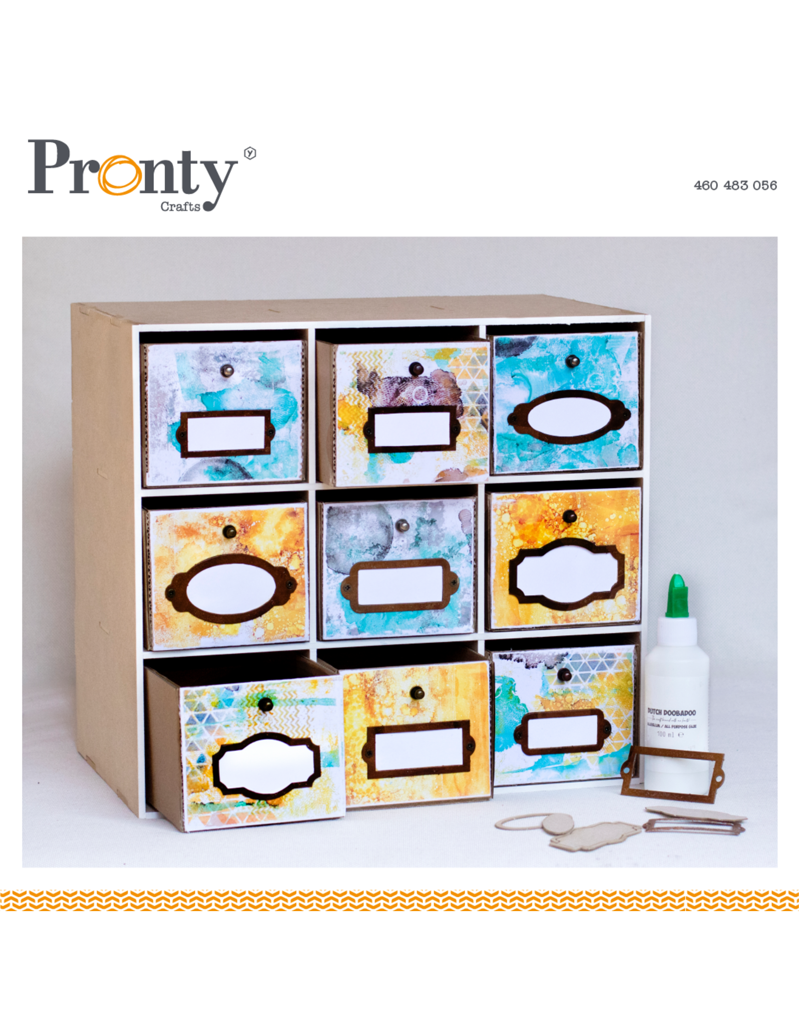 Pronty Crafts Pronty MDF Vintage desk drawer box with 9 drawers