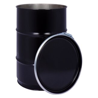 60 liter steel open top drum - black