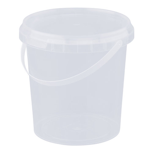 1 liter bucket with lid - round - transparent