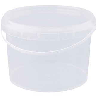 3 liter bucket with lid - round - transparent