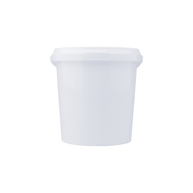 1 liter emmer met deksel - rond - wit