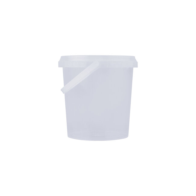 1 liter emmer met deksel - rond - transparant