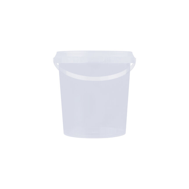 1 liter bucket with lid - round - transparent