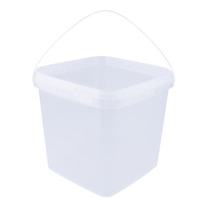 8,7 liter bucket with lid - square - transparent