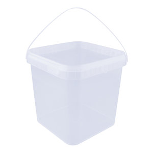 5,4 liter bucket with lid - square - transparent