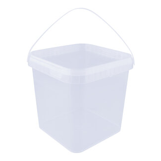 5,4 liter bucket with lid - square - transparent
