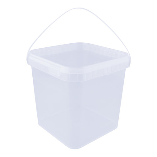 5,4 liter bucket with lid - square - transparent
