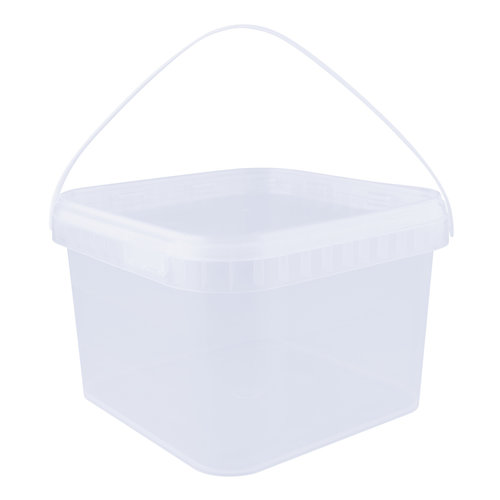 3,5 liter bucket with lid - square - transparent