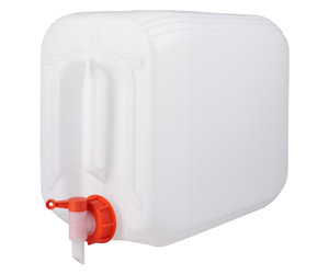 Kunststoff Kanisterumfüllhahn, weiß: Hahn zum Umfüllen von 2-, 5-, 10- und  30-Liter-Kanistern als Zubehör kaufen.