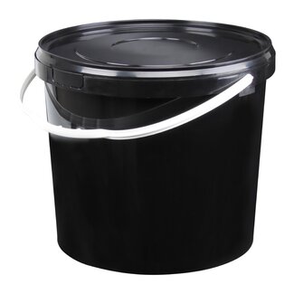 10 liter bucket with lid - round - black