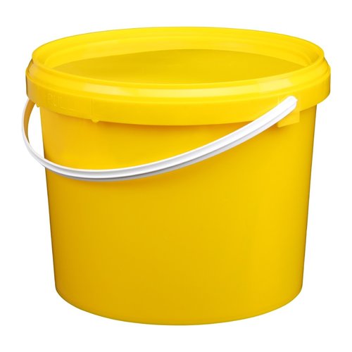 5 liter bucket with lid - round - yellow