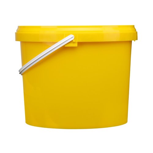 5 liter emmer met deksel - rond - geel