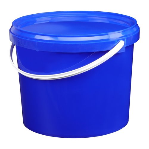 5 liter bucket with lid - round - blue