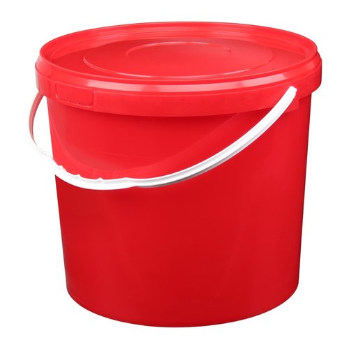 10 liter bucket with lid - round - red