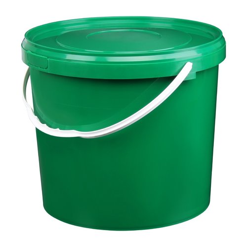 10 liter bucket with lid - round - green