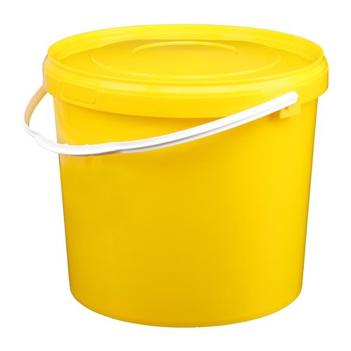 10 liter emmer met deksel - rond - geel