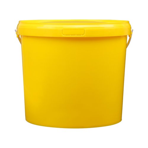10 liter emmer met deksel - rond - geel